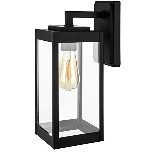 Product Cover DEWENWILS Outdoor Wall Light, Clear Glass Shade, Matte Black Finish, E26 Socket, Weather Resistant Wall Sconce for Garage, Porch, Backyard, ETL Listed