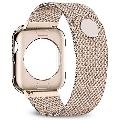 Product Cover jwacct Compatible for Apple Watch Band with Screen Protector 38mm 40mm 42mm 44mm, Soft TPU Frame Case Cover Bumper Compatible for iwatch Series 1/2/3/4/5 Gold