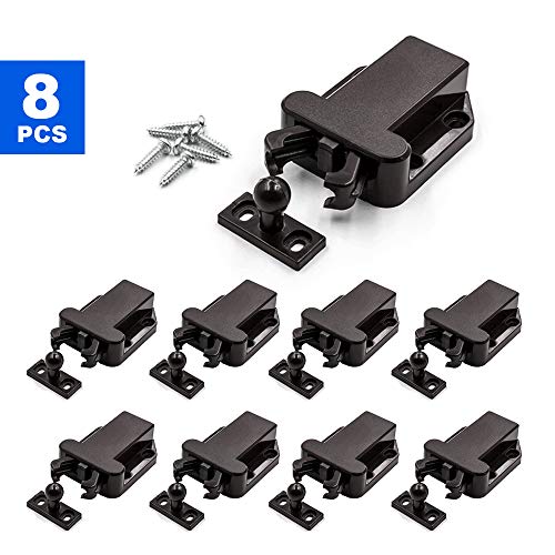Product Cover 8 Pack Push Latch，Touch Latch Safe Push Latch，Rebound self-Locking Device，Open Catch Lock Drawer Cabinet Catch Touch Latch Cupboard Bedroom