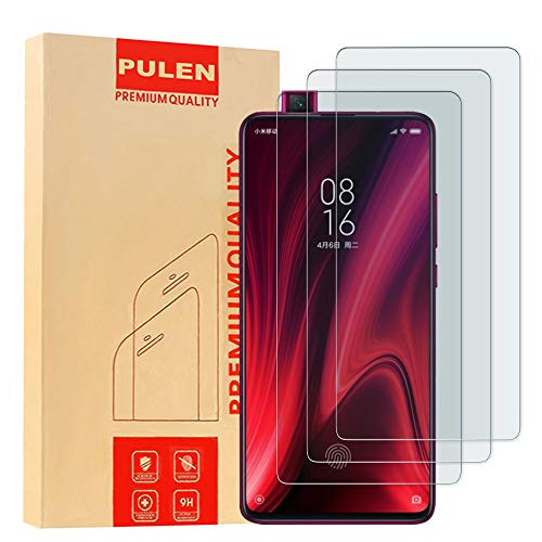 Product Cover [3-Pack] PULEN for Xiaomi Mi 9T and Xiaomi Mi 9T Pro Screen Protector,HD Bubble Free Anti-Fingerprints 9H Hardness Tempered Glass