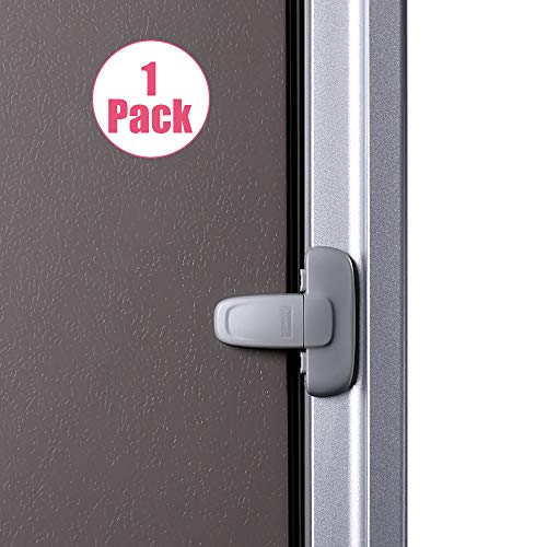 Product Cover EUDEMON Home Refrigerator Fridge Freezer Door Lock Latch Catch Toddler Kids Child Cabinet Locks Baby Safety Child Lock Easy to Install and Use 3M Adhesive no Tools Need or Drill (Grey, 1 Pack)