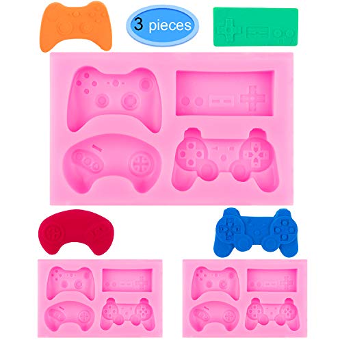 Product Cover EAONE 3Pack Game Controller Silicone Mold, Gamepad Fondant Mold Video Game Controller Mold for Chocolate, Candy, Cake, Cupcake Decoration, Resin and Clay (Pink)