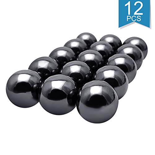 Product Cover Faxco 12 PCS Magnetic Hematite Zingers for Science and Fun，Sphere Magnet Fun and Science Toy，Magnetic Rattlesnake Eggs，Sphere Large Magnet（A Magnetic Sphere Size: 25mm）