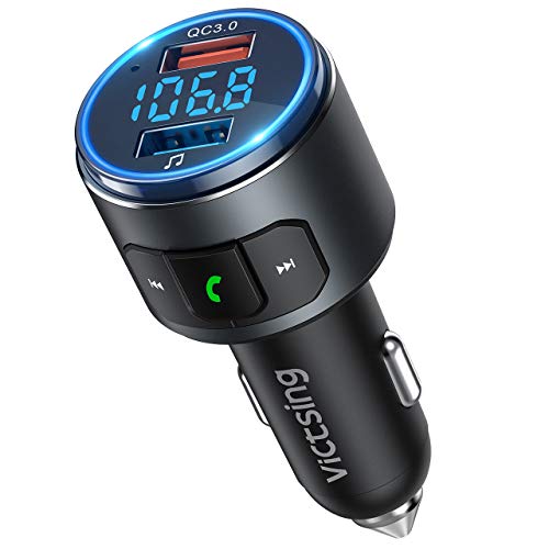 Product Cover VicTsing (Upgraded Version) V5.0 Bluetooth FM Transmitter for Car, QC3.0 & LED Backlit Wireless Bluetooth FM Radio Adapter Music Player/Car Kit with Hands-Free Calls, Siri Google Assistant