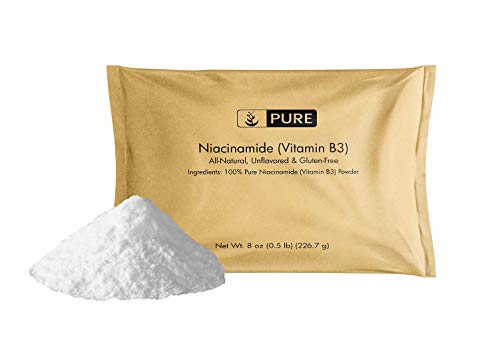 Product Cover 100% Pure Niacinamide (Vitamin B3) Powder, 8oz, 330-Day Supply, No Gluten, Vegan, Flush-Free, Made in The USA, Eco-Friendly Package, 750mg Serving of Unflavored Soluble Niacinamide (Vitamin B3)