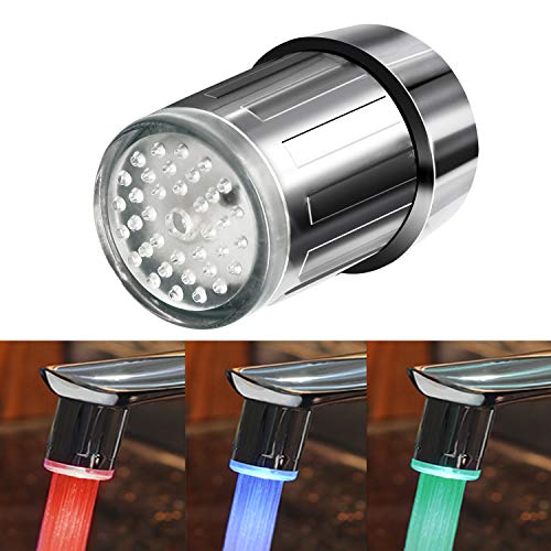 Product Cover TekSky 3-Color LED Water Faucet Temperature Sensor - Fancy Gradient Thermal Detector Color Changing Faucet by Varied Water Temperature - Utility Sink Tap Replacement Part for Kitchen, Bathroom