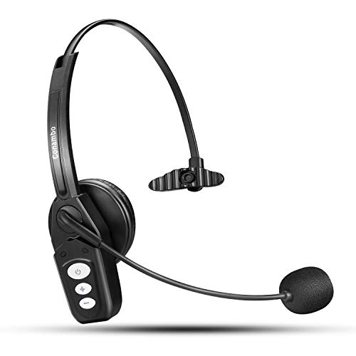 Product Cover Bluetooth Headset V5.0, Pro Wireless Headset High Voice Clarity with Noise Canceling Mic for Cell Phone Trucker Engineers Business Home Office-JBT800