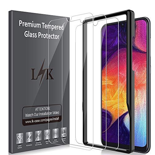 Product Cover LK [3 Pack] Screen Protector for Samsung Galaxy A50 Tempered Glass (Frame Installation) HD Clear Case Friendly Bubble Free