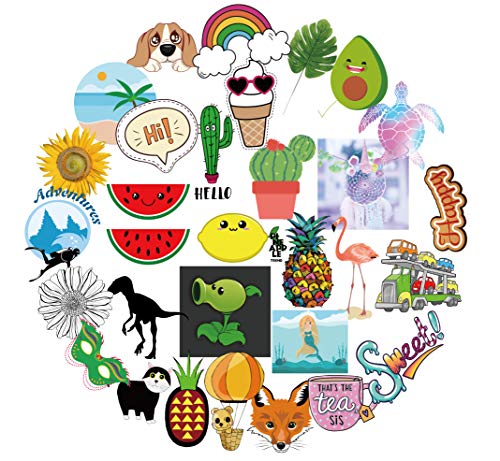 Product Cover Sunnyq Cute Stickers for Water Bottle Waterproof Trendy Aesthetic Stickers for Teens and Girls 100% Vinyl Decal Laptop Stickers-Large 30 pcs