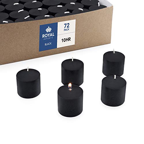 Product Cover Royal Imports Votive Candle, Unscented Black Wax, Box of 72, for Wedding, Birthday, Holiday & Home Decoration (10 Hour)