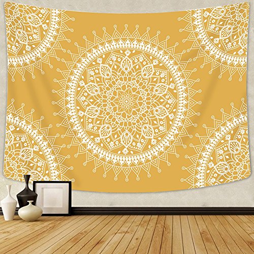 Product Cover Arfbear Bohemian Tapestry, Mandala Hippie Popular Wall Hanging Tapestry Warm Golden Orange Beach Blanket