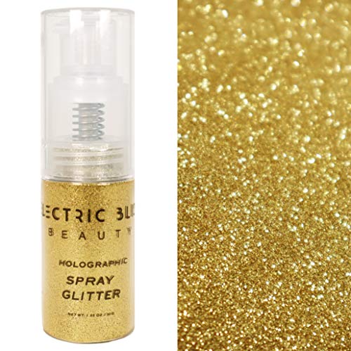 Product Cover 30 Grams Loose Glitter Spray - Gold Holographic Glitter Spray - Cosmetic Grade - Makeup Face Body Nail Festival Rave Beauty Craft - (Gold)