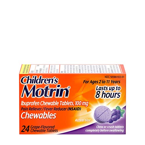 Product Cover Children's Motrin Children's Motrin Ibuprofen Chewable Tablets for Pain & Fever, Grape, 24 Ct, 24 Count