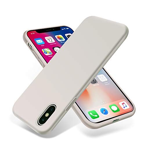 Product Cover OTOFLY iPhone Xs Case/iPhone X Case,Ultra Slim Fit iPhone Case Liquid Silicone Gel Cover with Full Body Protection Anti-Scratch Shockproof Case Compatible with iPhone X/XS, White Stone