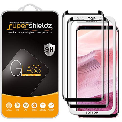 Product Cover (2 Pack) Supershieldz for Samsung (Galaxy S8 Plus) Tempered Glass Screen Protector with (Easy Installation Tray) Anti Scratch, Bubble Free (Black)