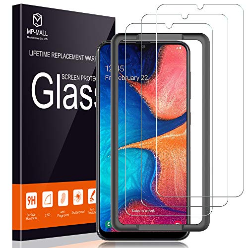 Product Cover MP-MALL [3-Pack] Screen Protector for Samsung Galaxy A20, [Alignment Frame Easy Installation] [Case Friendly] Tempered Glass
