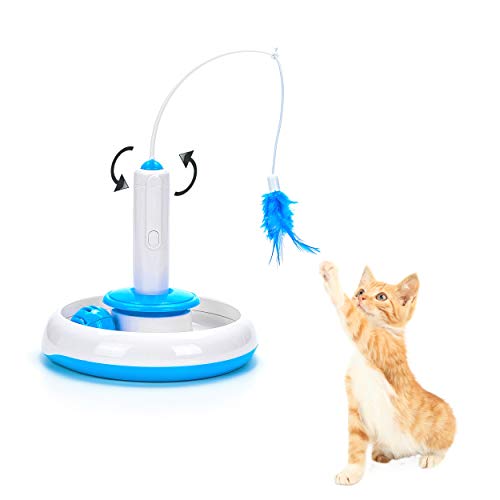 Product Cover Vealind Interactive Cat Toys for Indoor Cats with 360° Auto Rotating Feather & Ringing Bell Ball Teaser Toy