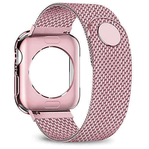 Product Cover jwacct Compatible for Apple Watch Band with Screen Protector 38mm 40mm 42mm 44mm, Soft TPU Frame Case Cover Bumper Compatible for iwatch Series 1/2/3/4/5 Rose Gold