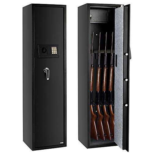 Product Cover FCH Gun Safe Electronic 5-Gun Rifle Safe Large Firearm Safe Cabinet Quick Access Gun Storage Cabinet with Small Lock Box for Handguns Ammo┃Codes Memory Function┃Upgraded Package