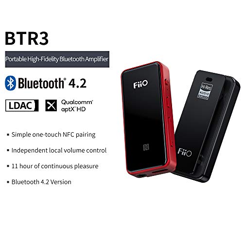 Product Cover FiiO BTR3(Red Color) HiFi Bluetooth Receiver&USB DAC | aptX/aptX HD/aptX LL/LDAC/AAC/HWA Support, for Home TV,Speaker,Car Stereo, NFC Pairing, Type C Port and 3.5mm Out, AK4376A 192K/24B DAC chip