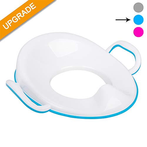 Product Cover Potty Training Seat with Handles for Boys and Girls, Slip-Resistant with Splashguard and Hanging Ring, Portable for Travel, Easy to Clean (Blue)