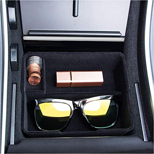 Product Cover JKCOVER Flocked Center Console Tray Organizer Compatible with Tesla Model 3 (2017 2018 2019 2020) Custom Upgrade Accessory