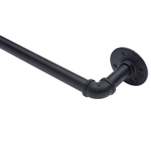 Product Cover 1 Inch Industrial Curtain Rod, Curtain Rod for Windows 66 to 120, Curtain Rods, Black Curtain Rod, Outdoor Curtain Rod, Rustic Curtain Rod, Room Divider Curtain Rod, 98-144 Inch: Black