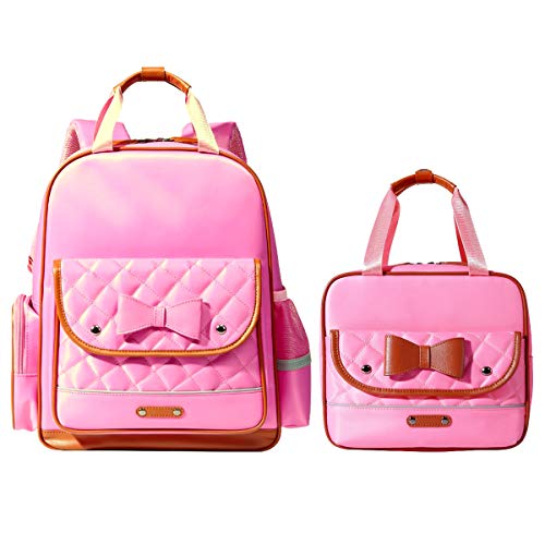Product Cover Girls Backpacks with Insulated Lunch Box for Elementary School Bookbag Set (Pink)