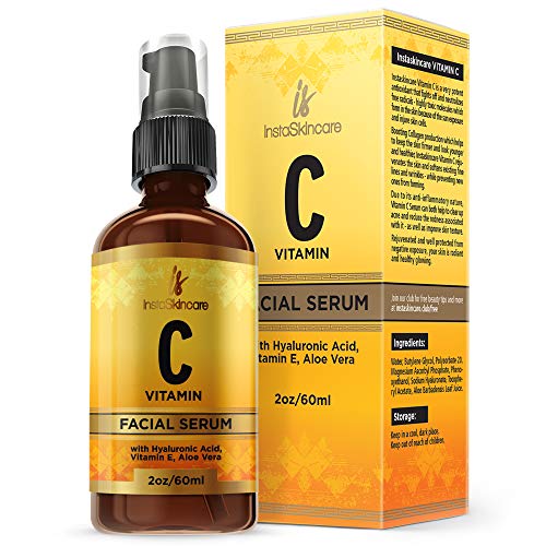 Product Cover Vitamin C Serum for Face (2oz) with Hyaluronic Acid and Vitamin E Natural Skin Care Facial Treatment Neck & Chest Anti-Aging Serum Fights Pigmentation Fine Lines and Wrinkles