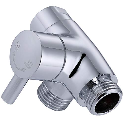 Product Cover 100% Solid Metal Shower Arm Diverter Valve for Hand Held Showerhead and Fixed Spray Head | G 1/2 3-Way Bathroom Universal Shower System Replacement Part (Chrome diverter)