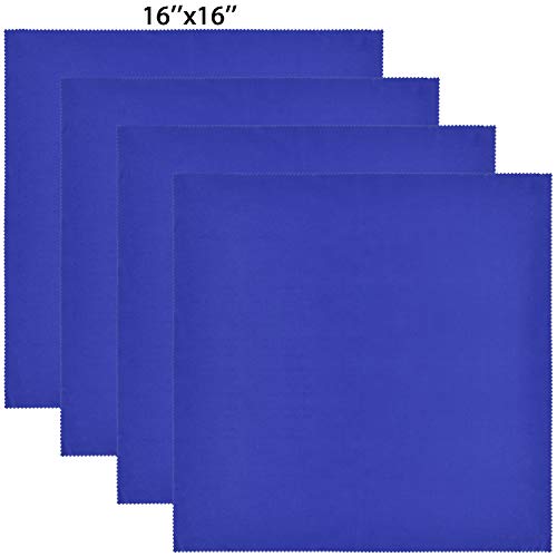 Product Cover Wisdompro Extra Large 4-Pack Microfiber Cleaning Cloth For Laptop, LCD TV, Computer Screen, Monitor, Tablet, Camera Lens, Glass, Lenses, Phone, iPhone, iPad, other Delicate Surface - Blue (16x16 Inch)