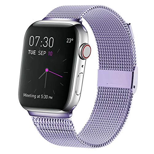 Product Cover MCORS Compatible with Apple Watch Band 38mm 40mm,Stainless Steel Mesh Metal Loop with Adjustable Magnetic Closure Replacement Bands Compatible with Iwatch Series 5 4 3 2 1 Lavender