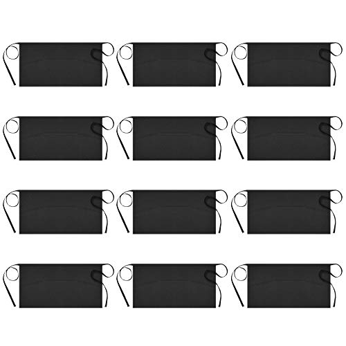 Product Cover Syntus 12 Pack 3 Pockets Waterdrop Resistant Waitress Waist Apron, 11.5-inch Black