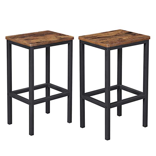 Product Cover VASAGLE ALINRU Bar Stools, Set of 2 Bar Chairs, Kitchen Breakfast Bar Stools with Footrest, Industrial in Living Room, Party Room, Rustic Brown ULBC65X