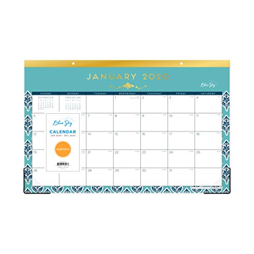 Product Cover Blue Sky 2020 Monthly Desk Pad Calendar, Trim Tape Binding, Two-Hole Punched, 17