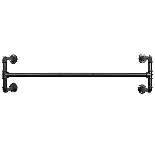 Product Cover SONGMICS Wall-Mounted Clothes Rack, Industrial Pipe Clothes Hanging Bar, Space-Saving, 43.3 x 11.8 x 11.5 Inches, Holds up to 132 lb, Easy Assembly, for Small Space, Black UHSR64BK