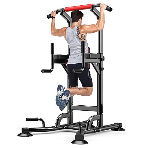 Product Cover Yoleo Adjustable Power Tower - Multi Function Pull up Station for Strength Training - Dip Stand Workout Fitness Bar - Push up Equipment of Home Gym Exercise