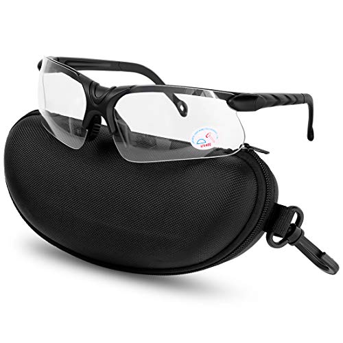 Product Cover XAegis Shooting Glasses with Case, Polycarbonate Lens and Rubber Nose Padding Anti Fog Hunting Safety Glasses for Men & Women - Eye Protection,Clear Lens
