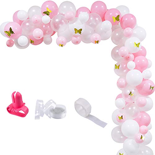 Product Cover 100pcs Pink White Gold Butterfly Balloons Arch Garland Kit, 12