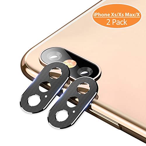 Product Cover iPhone Xs Max X Camera Lens Protector - [2 Pack] TINICR Premium Aluminum Alloy Back Rear Camera Lens Screen Cover Case Shield Compatible for iPhone Xs/Xs Max/X (2018), Black