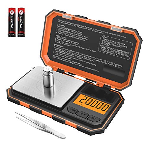 Product Cover (New Version) Brifit Professional Digital Mini Scale, 20g-0.001g Pocket Scale, Electronic Smart Scale with 20g calibration weight (Battery/Tweezers Included)