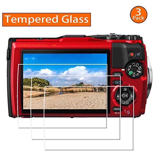 Product Cover TG-6 Screen Protector Appliable for Olympus TG-6 Waterproof Camera Red Black,ULBTER 0.3mm 9H Hardness Tempered Glass Screen Cover, Anti-Scrach Anti-Fingerprint Anti-Water Anti-Dust [3 Pack]