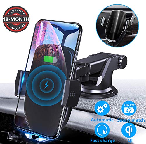 Product Cover Wireless Car Charger Mount, Letulu 10w 7.5w Auto Clamping Car Phone Charger,QI Fast Car Mount Wireless Charger, for Air Vent, Windshield, Compatible With iPhone 11 Pro/XMax/8, Galaxy S10/S9 More