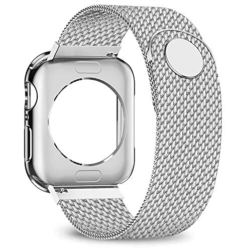Product Cover jwacct Compatible for Apple Watch Band with Screen Protector 38mm 40mm 42mm 44mm, Soft TPU Frame Case Cover Bumper Compatible for iwatch Series 1/2/3/4/5 Sliver