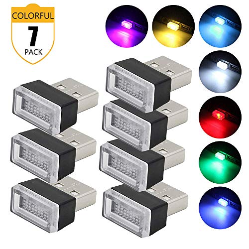 Product Cover Lipctine USB LED Car Interior Atmosphere Lamp, Night Light Led Decoration Light, Ambient Lighting Kit, Charging for All Cars, Interior Led Lights White Blue Red Yellow Green Pink Ice Blue (7 Colors)