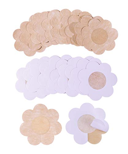 Product Cover Breast Petals Disposable Anti-allergy 10 Pair Pasties for Women Sexy Ultra Thin Breathable Smooth Nipple Covers Pasties Suitable for All Size(Natural Silk)