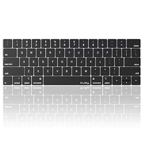 Product Cover Kuzy - MacBook Pro Keyboard Cover with Touch Bar for 13 and 15 inch New 2019 2018 2017 2016 (Apple Model A2159, A1989, A1990, A1706, A1707) Silicone Skin Protector - Oxy Black