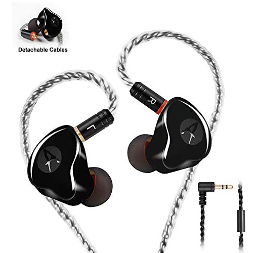 Product Cover in-Ear Monitors in Ear Headphone Earbuds Wired Earphone Dual Drivers Headphone with MMCX Detachable Cables,Noise-Isolating Comfort Earbud for Musicians Sweatproof Sports Headphone Earphones (Black)