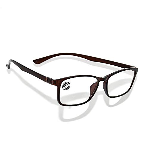 Product Cover Blue Light Blocking Reading Glasses,TR90 Reader Glasses Brown for Men and Women (150)