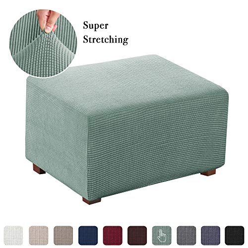 Product Cover Stretch Ottoman Cover Folding Storage Stool Furniture Protector Soft Rectangle Slipcover with Elastic Bottom (Normal Size Ottoman, Sage)